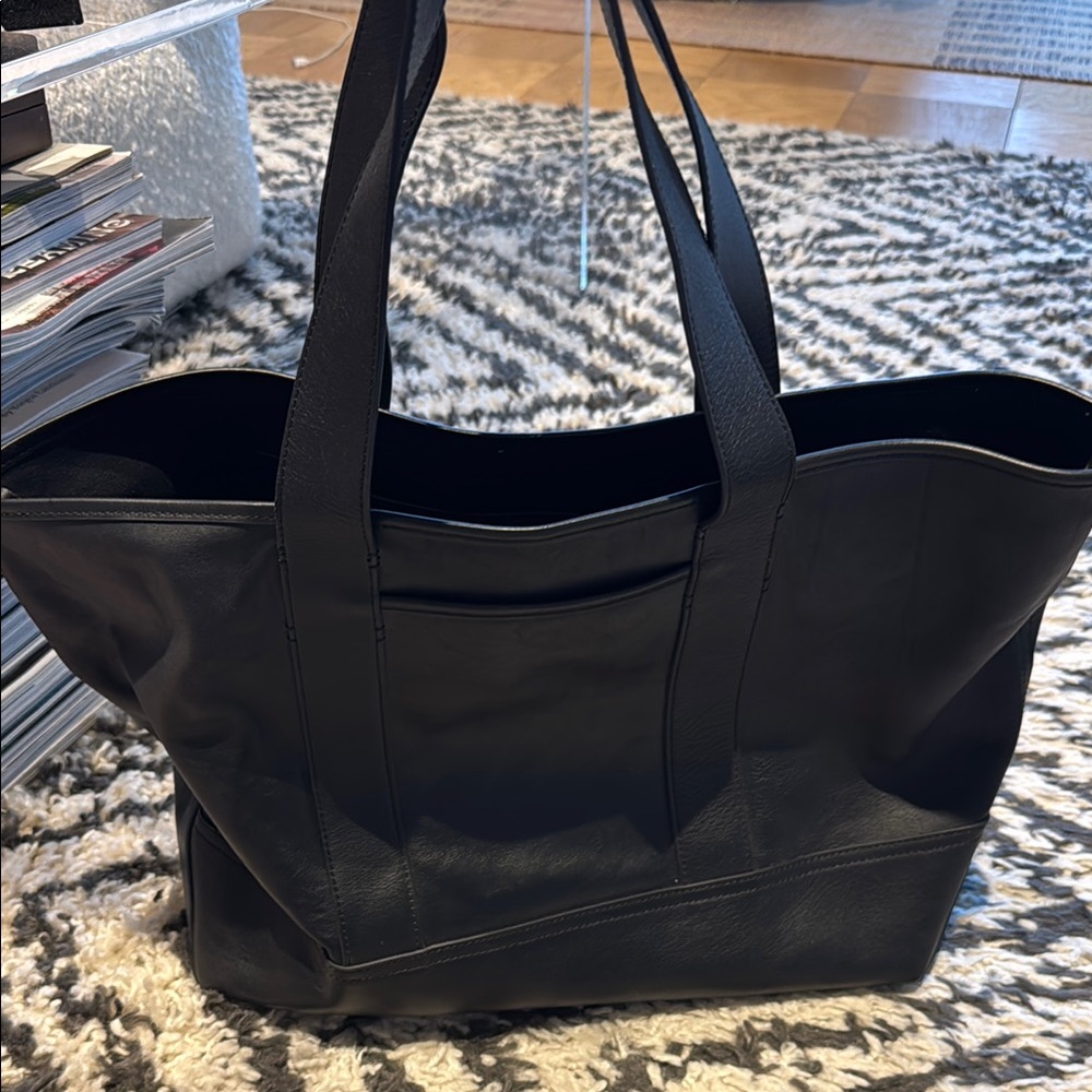 J Crew Black Leather Tote Bag